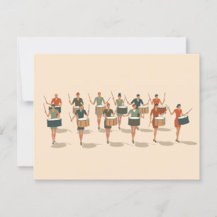 Twelve Drummers Drumming Mid-Mod Stencil-Style 1 Postcard