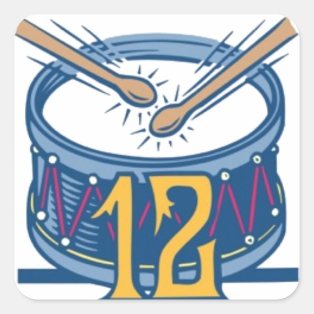 Twelve Drummers Drumming Square Sticker (Front)