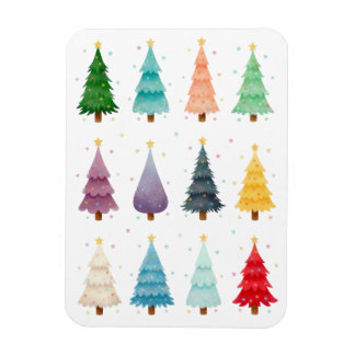 Twelve Festive Christmas Trees Magnet