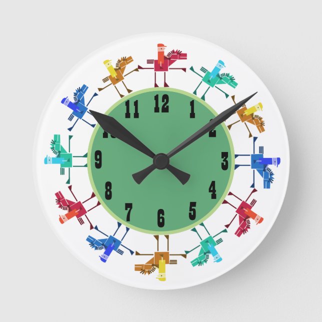 Twelve horses and riders childrens round clock (Front)