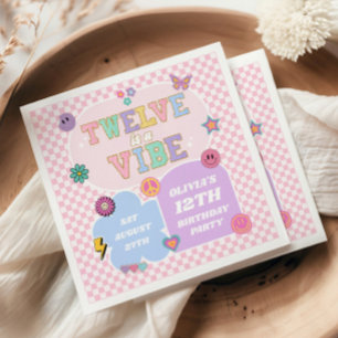 Twelve Is A Vibe Preppy Patch 12th Birthday Party Napkin