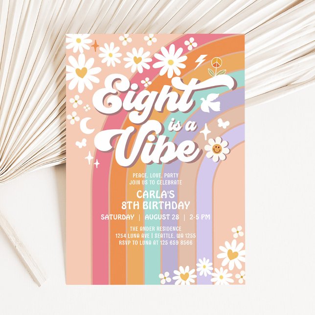 Twelve is a Vibe Rainbow 12th Groovy Birthday Invitation (Creator Uploaded)