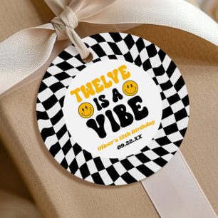 Twelve Is A Vibe Retro 12th Birthday Party Favour Tags