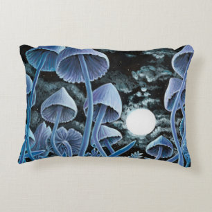 Twelve magic mushrooms at full moon decorative cushion