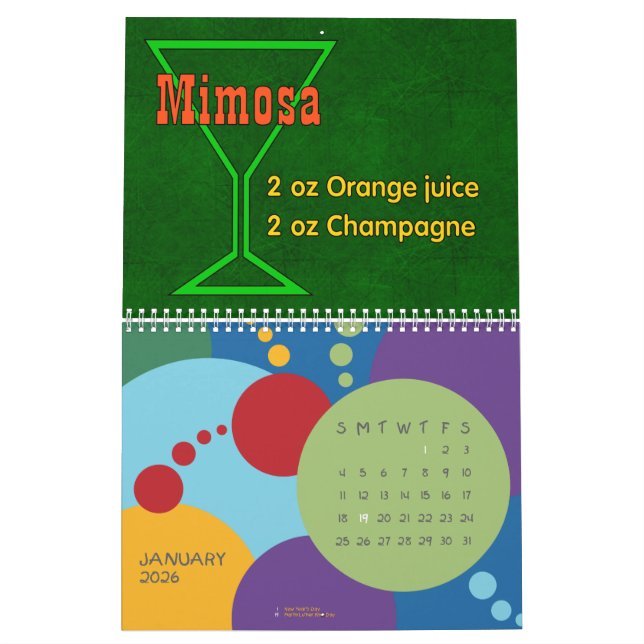 Twelve Months Of Basic Mixed Drinks Calendar (Jan 2026)