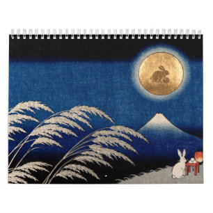 Twelve Moons over Fuji Japanese Ukiyo-e Calendar