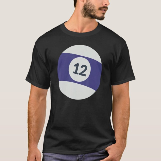 Twelve Number 12 Lucky Purple Ball Billiards Pool  T-Shirt (Front)