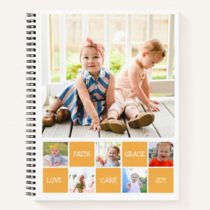 Twelve Photos Collage Inspiring Words Family Diary Notebook
