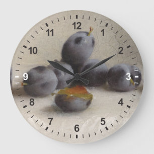 Twelve Plums Large Clock