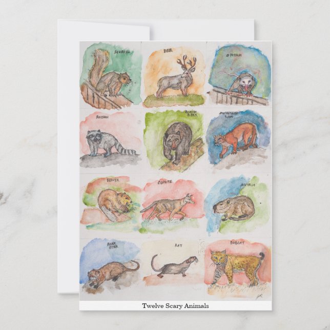 Twelve Scary Animals Holiday Card (Front)