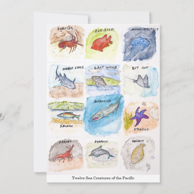 Twelve Sea Creatures of the Pacific Invitation (Front)
