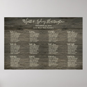 Twelve Table Dark Wood Grain Table Seating Chart