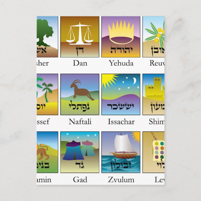 Twelve Tribes of Israel Seals Postcard (Front)