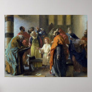 Twelve-year old Jesus in the Temple, 1851 Poster