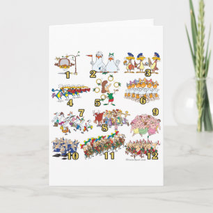 twelves days christmas song cartoon holiday card