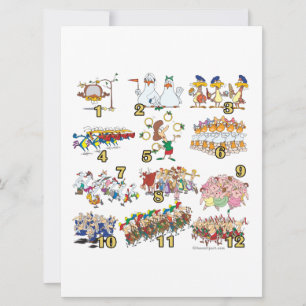 twelves days christmas song cartoon holiday card