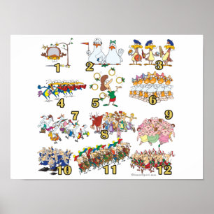 twelves days christmas song cartoon poster