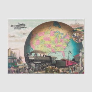 Twentieth Century Transportation Vintage Decoupage Tissue Paper