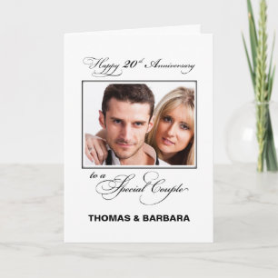 Twentieth Wedding Anniversary Custom Name & Photo Card