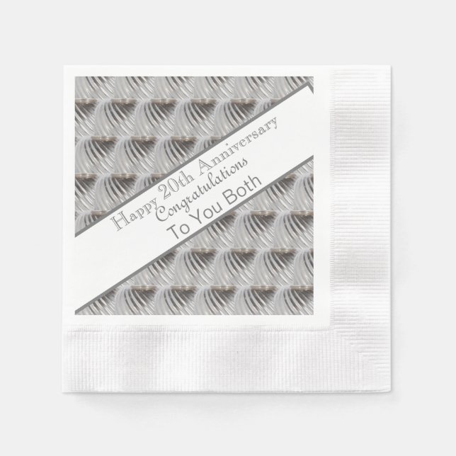 Twentieth Wedding Anniversary Platinum  Napkin (Front)
