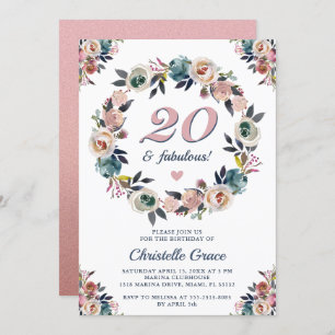 Twenty and Fabulous 20th Birthday Party Invitation