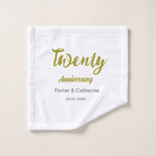 twenty anniversary name date yellow grey wedding p wash cloth