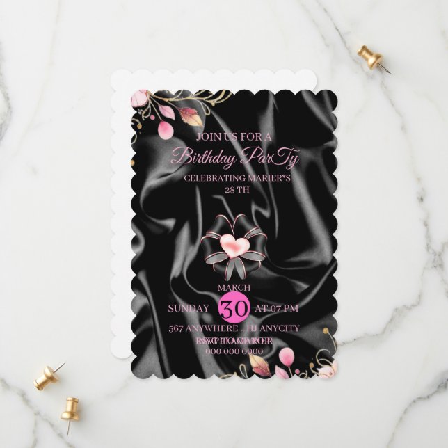 Twenty Ate Birthday Invitation Hand Drawn Scribble (Front/Back In Situ)