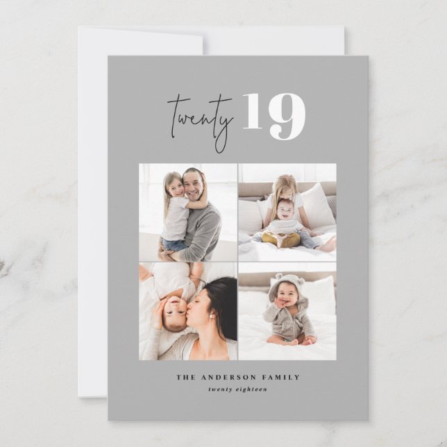 TWENTY bold graphic multi photo new year Holiday Card (Front)