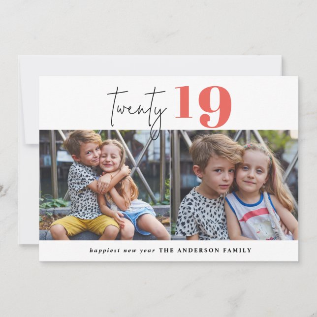 TWENTY bold graphic multi photo new year Holiday Card (Front)