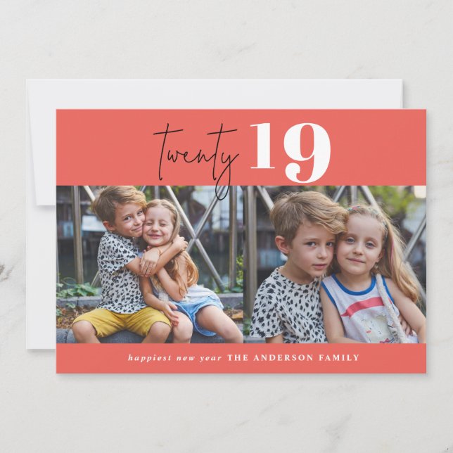 TWENTY bold graphic multi photo new year Holiday Card (Front)