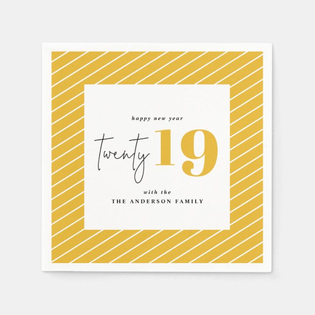 Twenty bold graphic new year holiday party napkin (Front)