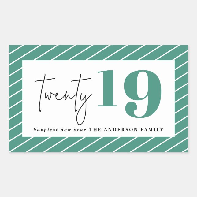 Twenty bold graphic new year rectangular sticker (Front)