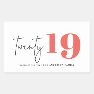 Twenty bold graphic new year rectangular sticker