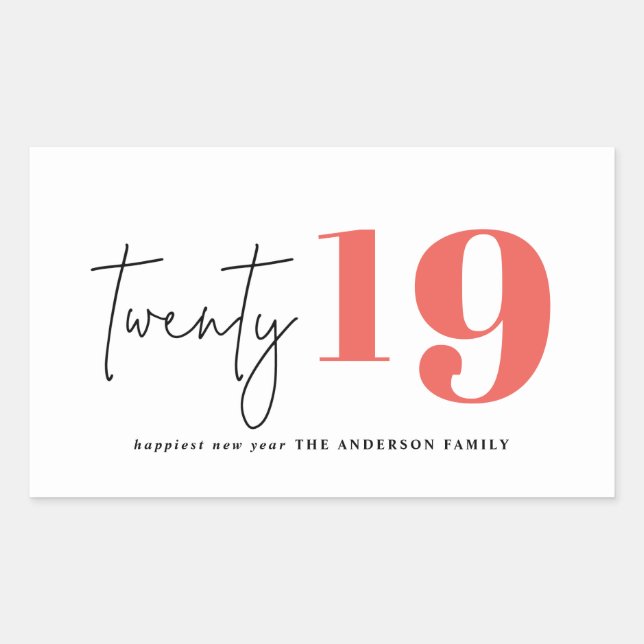 Twenty bold graphic new year rectangular sticker (Front)