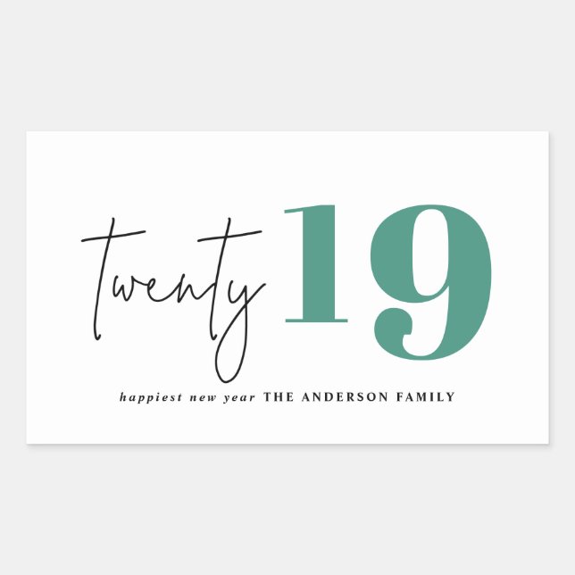 Twenty bold graphic new year rectangular sticker (Front)