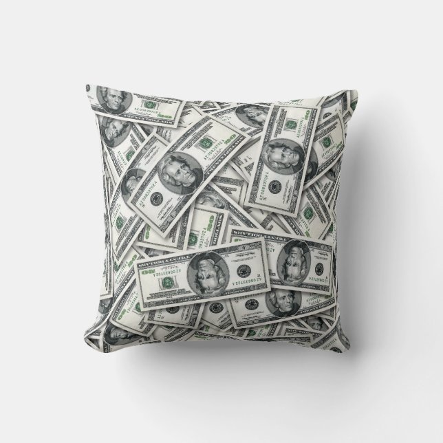 Twenty Dollar Bill Money Pattern Cushion (Front)