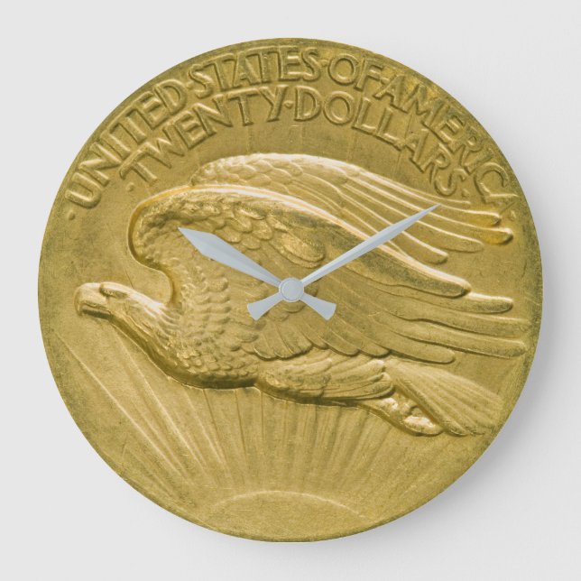 Twenty Dollar Gold Piece Double Eagle Money 1907 Large Clock (Front)
