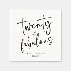 Twenty & Fabulous Minimalist 20th Birthday Party Napkin