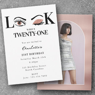 Twenty First 21st Birthday Look Who's 21 Photo Invitation