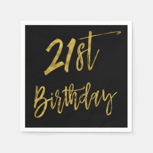 Twenty First Gold Foil Birthday Napkins