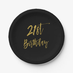 Twenty First Gold Foil Birthday Paper Plate