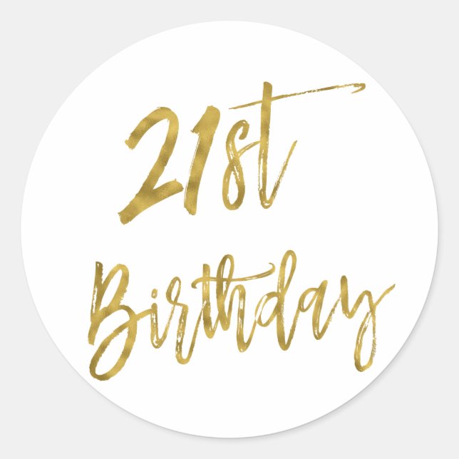 Twenty First Gold Foil Birthday Sticker (Front)