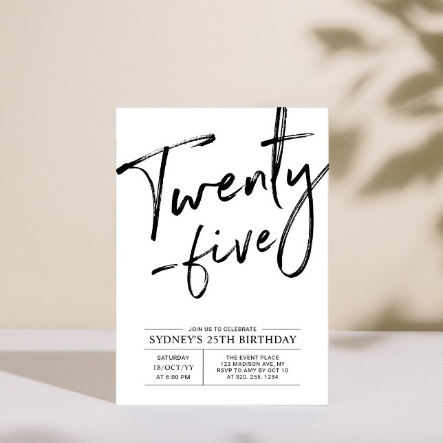 Twenty Five | Modern 25th Birthday Party Invitation (Creator Uploaded)