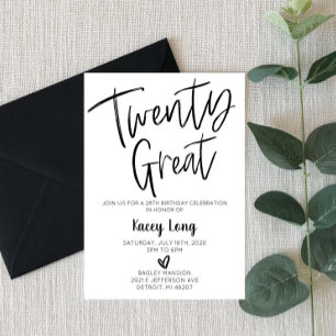 Twenty Great 28th Twenty Eighth Birthday Invitation