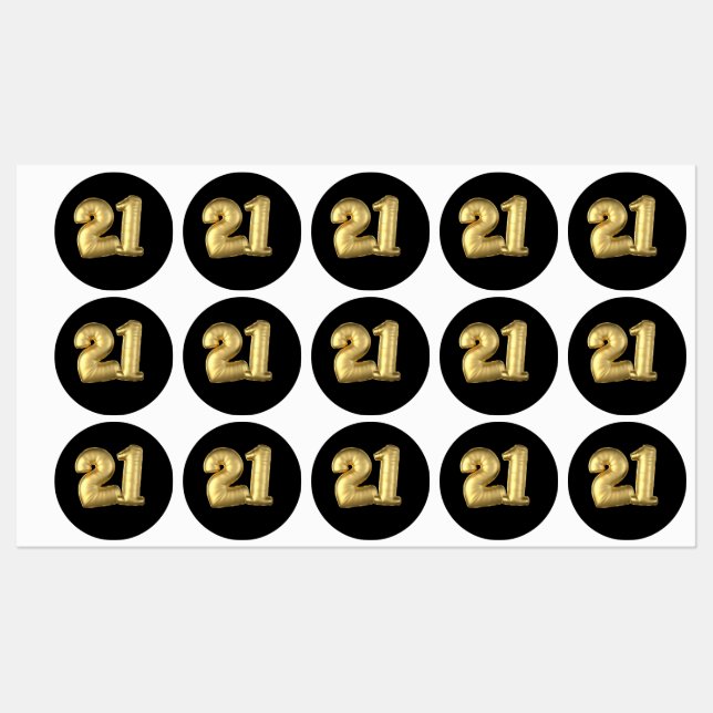 Twenty One 21 Gold Balloons (Sheet)
