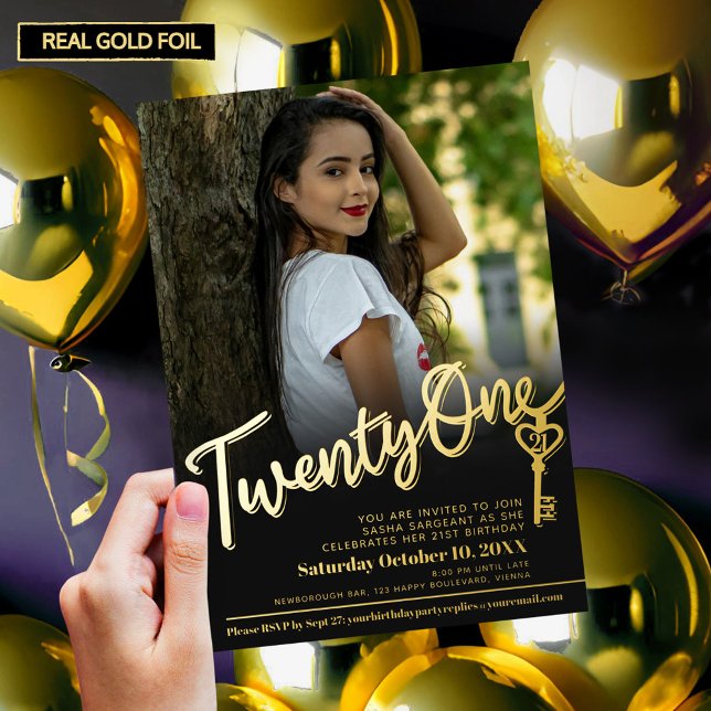 Twenty one 21st Birthday key photo gold black (Creator Uploaded)