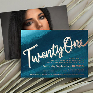 Twenty One 21st Birthday party teal gold photo