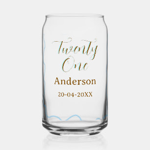 twenty one birthday blue golden spanish border nam can glass