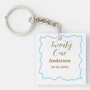 twenty one birthday blue golden spanish border nam key ring