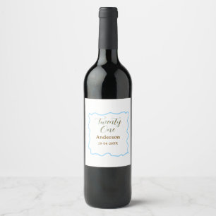 twenty one birthday blue golden spanish border nam wine label